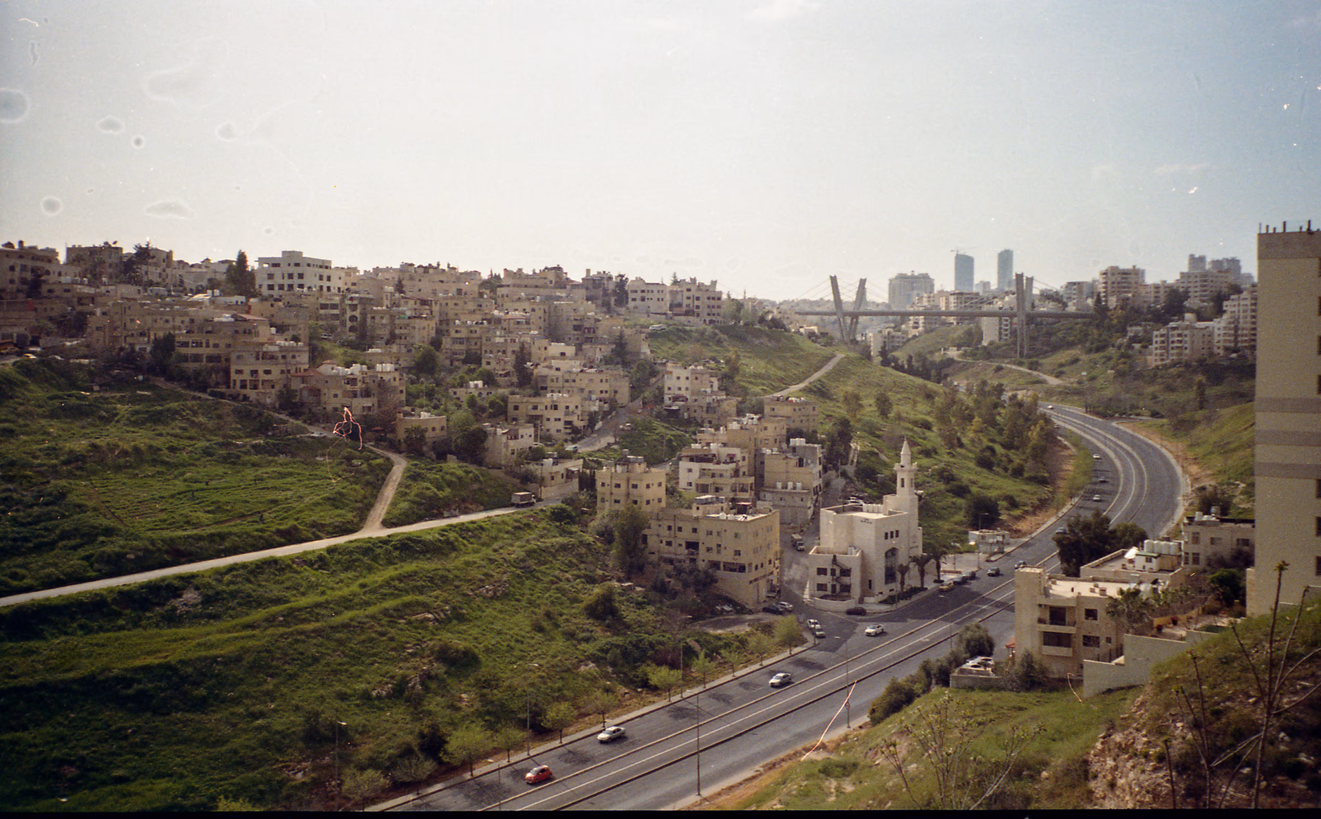 Highway and hillside neighborhood on Amman's outskirts